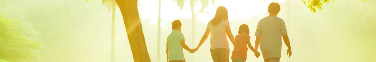 Family walking in path